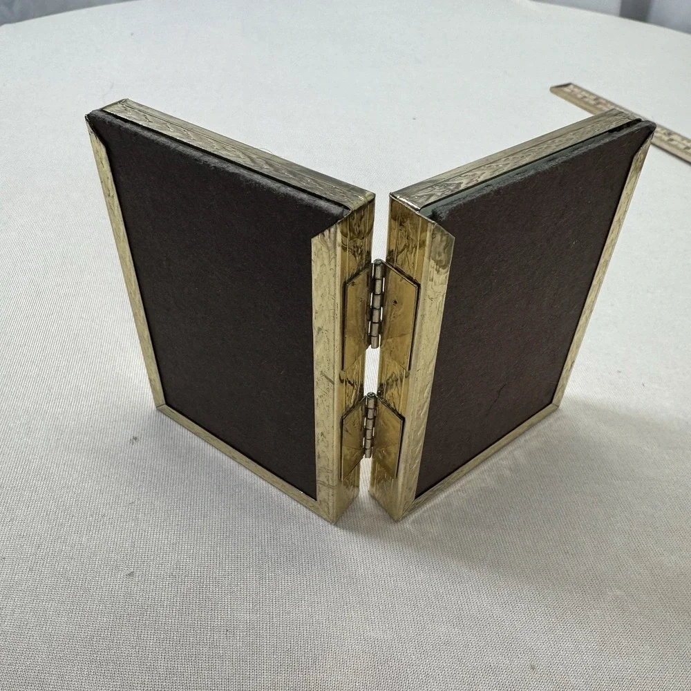 Picture Frame‎ Vintage Double(2) Capacity Folding Brass Free Standing For 2x3 in